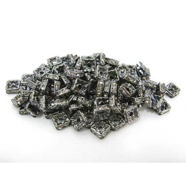 四角型ラインストーンロンデル ガンメタ6mm【100個入り】 6000177☆ |  | 02