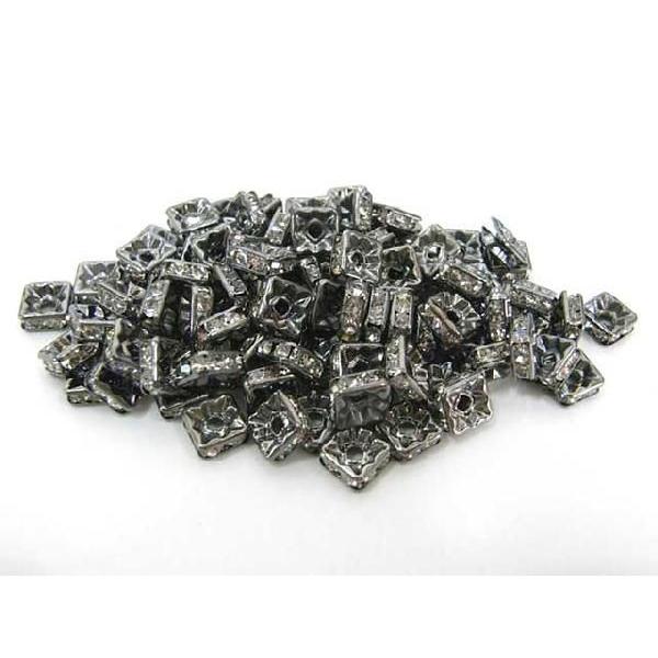 四角型ラインストーンロンデル ガンメタ6mm【100個入り】 6000177☆ |  | 03