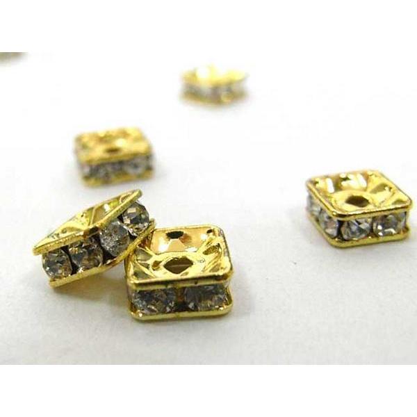 四角型ラインストーンロンデル ゴールド6mm【100個入り】 6000179☆ | 