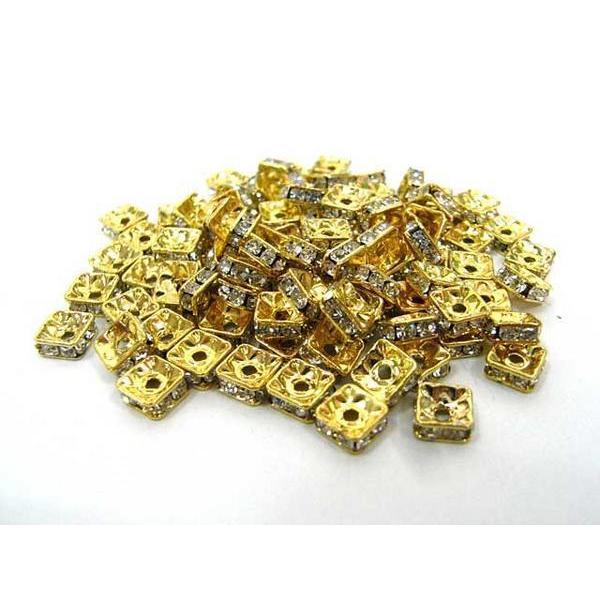 四角型ラインストーンロンデル ゴールド6mm【100個入り】 6000179☆ |  | 02