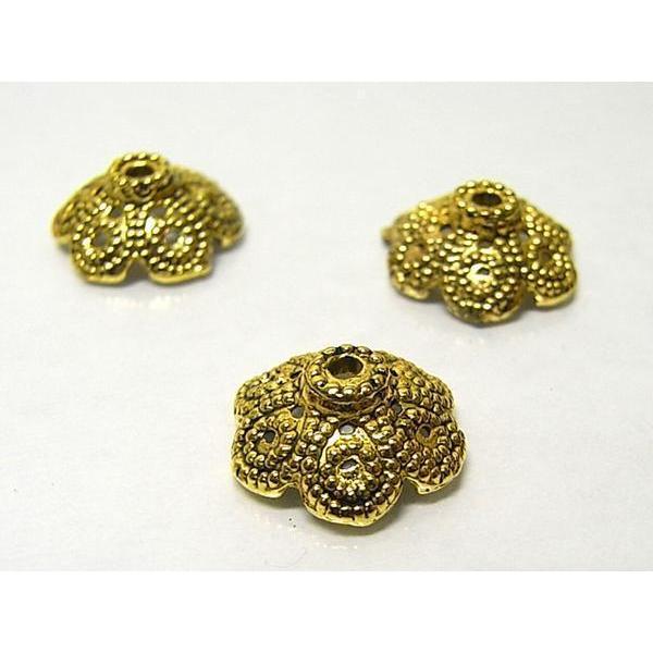 チベタン 座金 フラワー 金古美 約10mm 100個セット 6000278☆ | 