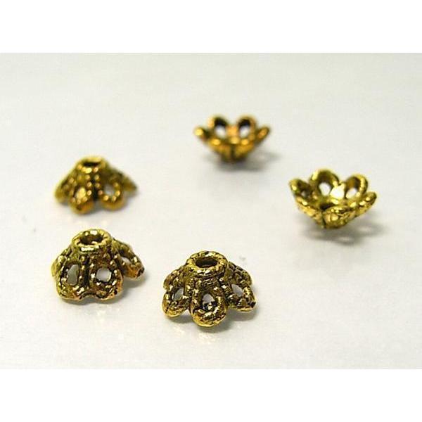 チベタン 座金 フラワー 金古美 約6mm 100個セット 6000282☆ | 