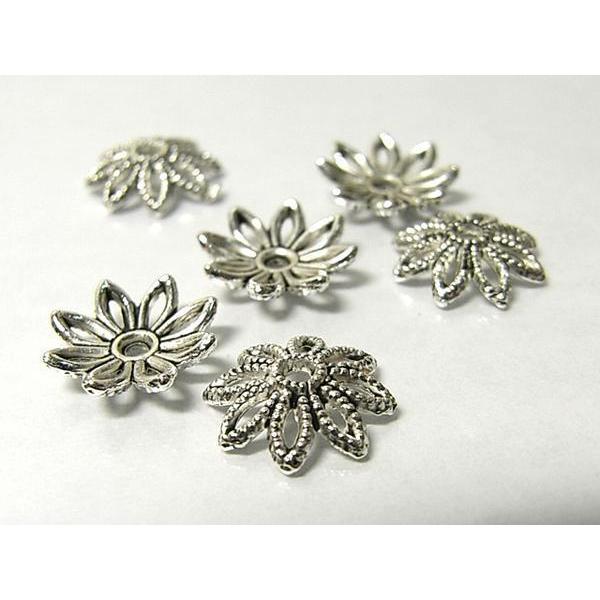 チベタン 座金 花 銀古美 約12mm 100個セット 6000293☆ | 