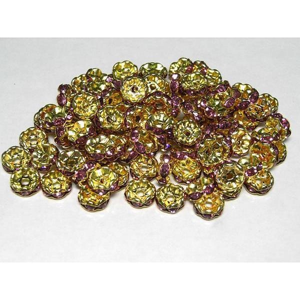 波ロンデル ゴールド×ローズカラー 約8mm 100個セット 6000364☆ | 