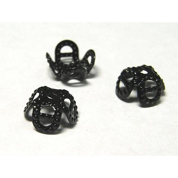 フラワーキャップ ブラック 約6mm 約100個セット 6000468☆ | 