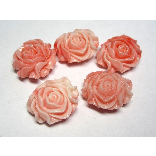 珊瑚 フラワーパーツ ピンク 約19×20×10mm 5個セット ビーズ さんご
