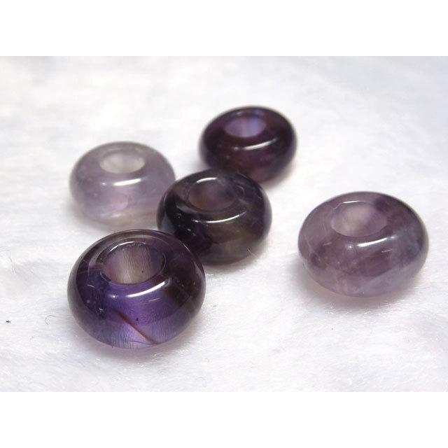 大穴ビーズ アメジスト 約14×7mm 穴約5mm 【5個