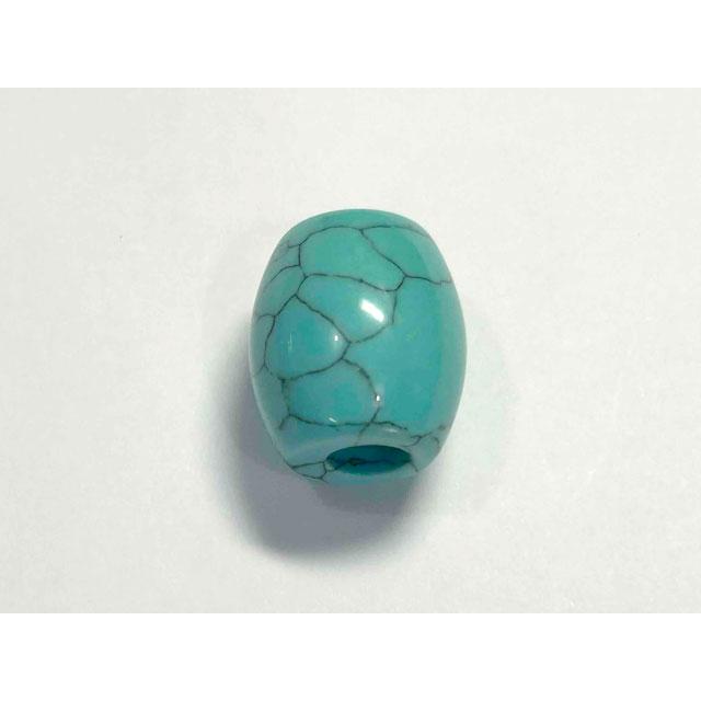 ハウライトターコイズ 大穴ビーズ 約18×15mm 穴約5mm 【1個】 アクセサリーパーツ パワーストーン 6001951｜Bクラフト