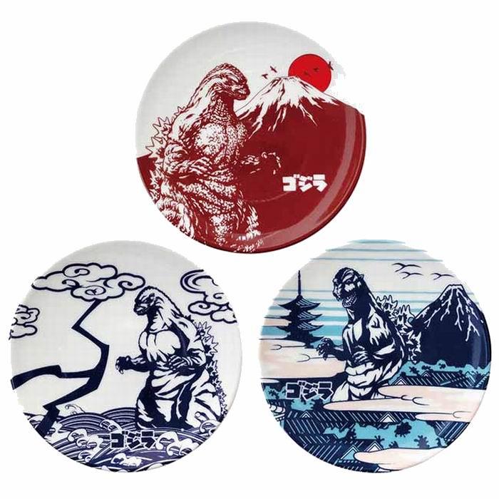 モザイクガラス 皿 赤 黒 エンジ 3枚セット ゴジラ 豆皿3枚セットA サイズ：各直径90mm 日本製 雑貨 食器