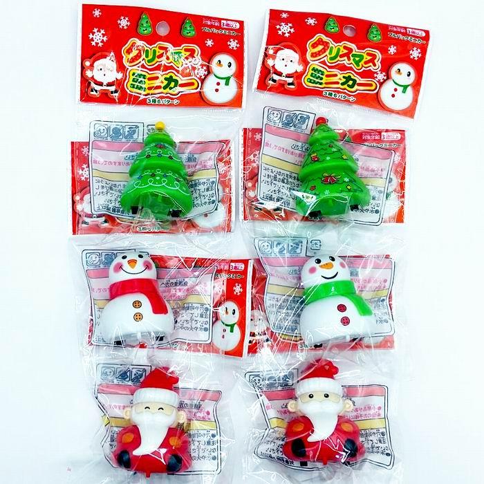 クリスマスミニカー 6種セット (ツリー2種/雪だるま2種/サンタ2種