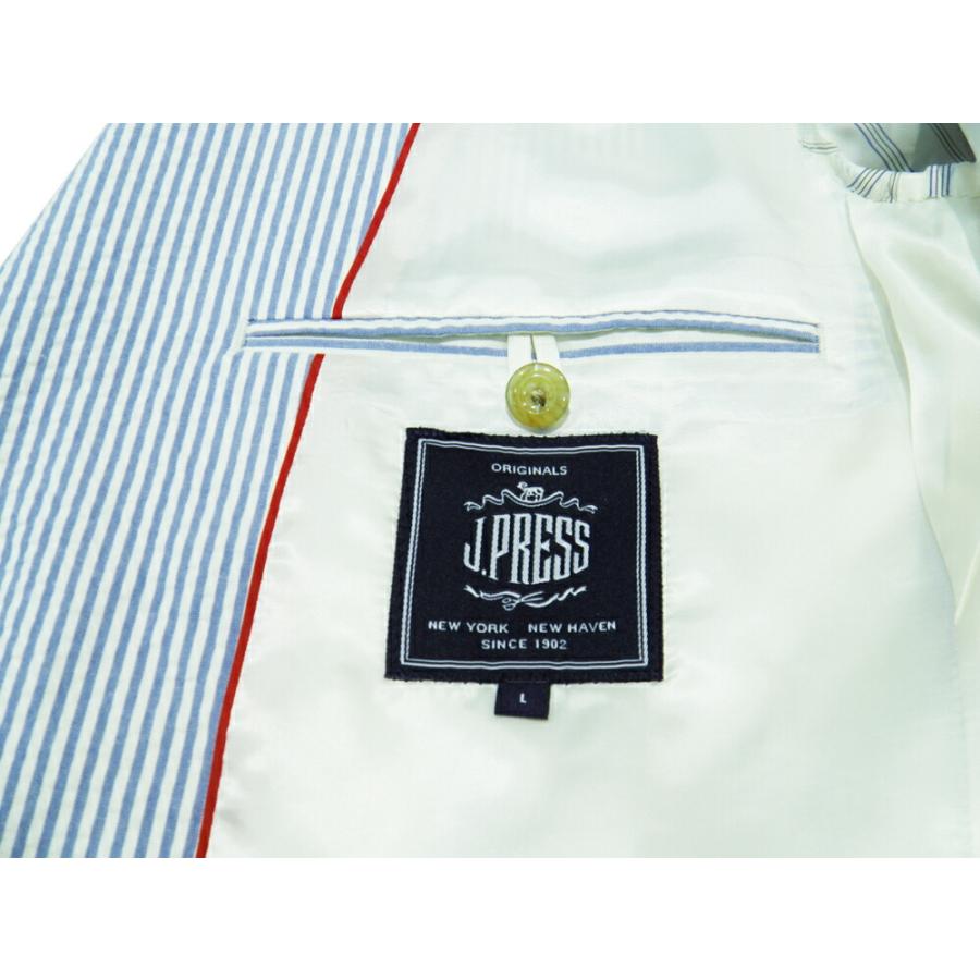 Jプレス J.PRESS (ジェイ・プレス) MEN SUPIMA COTTON SEERSUCKER ジャケット ブルー ３釦段返り&フックベント 赤パイピング 新定番 NEW AUTHENTICモ｜b-station｜07