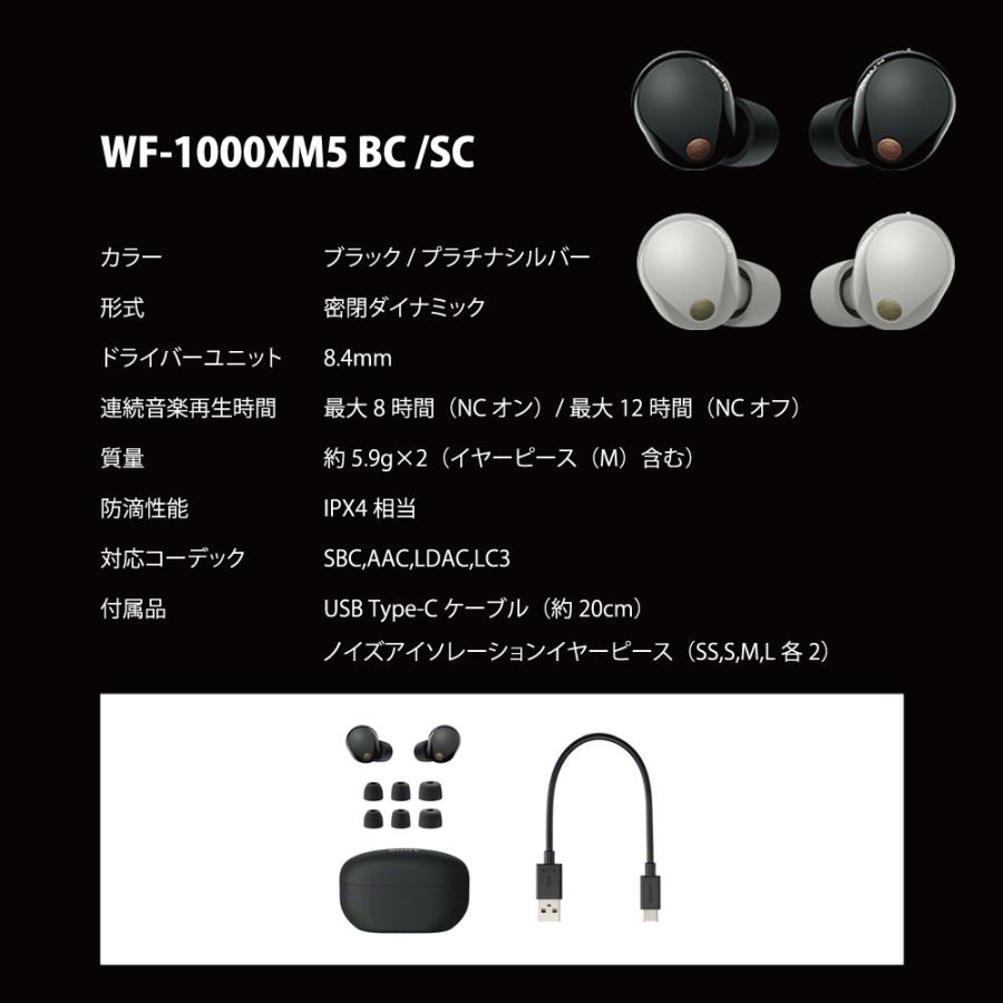 SONY（ソニー） WF-1000XM5 プラチナシルバー 完全ワイヤレスイヤホン