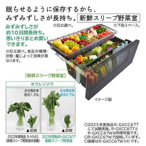 日立（HITACHI） 冷蔵庫 観音開き 670 まんなか冷凍 GXCCタイプ