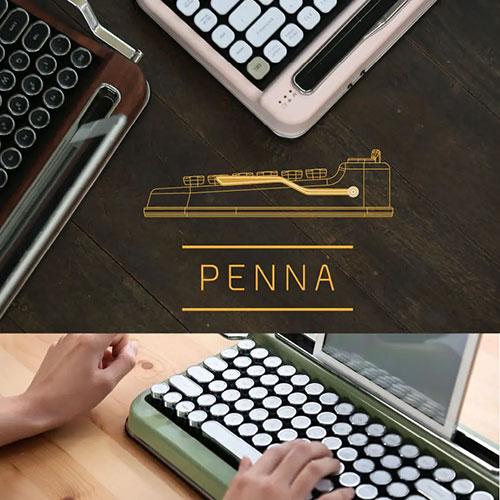 [美品] タイプライター風ワイヤレスキーボード「PENNA」マスタードイエロー AJAX タイプライター風 レトロキーボードPENNA Mustard Yellow PNADYE