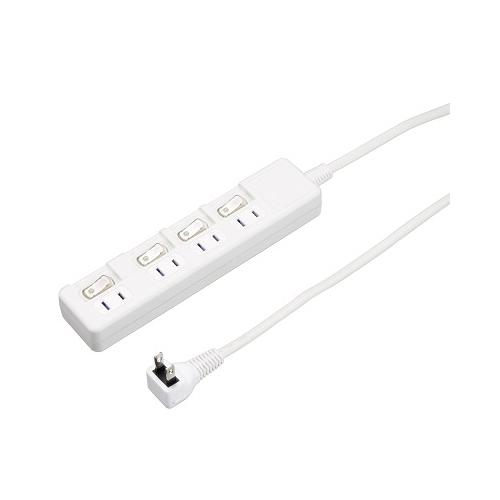5個セット YAZAWA 4個口節電タップ3mホワイトH8S443WHX5 : B