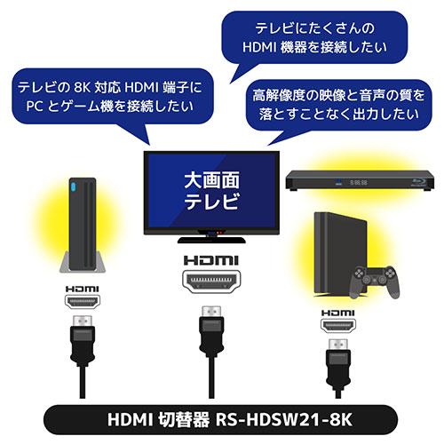 ラトックシステム 8K60Hz/4K120Hz対応 2入力1出力 HDMI切替器 RS-HDSW21-8K｜b-surprisep｜04