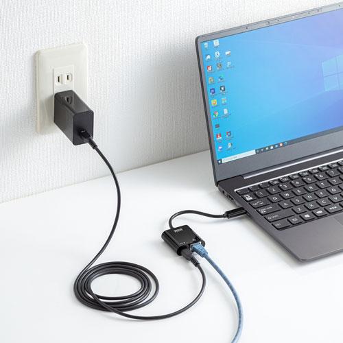 サンワサプライ USB3.2 TypeC-LAN変換アダプタ(PD対応・ブラック) USB-CVLAN7BK｜b-surprisep｜03