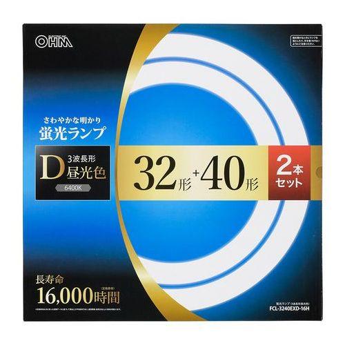 丸形蛍光ランプ 32形+40形 3波長形昼光色 長寿命タイプ 2本セット オーム FCL-3240EXD-16H1,188円