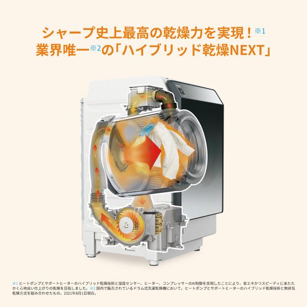 ドラム式洗濯乾燥機 左開き シルバー系 シャープ ES-W114-SL|b-surprisep|06