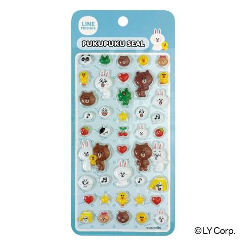 LINE FRIENDS ラインフレンズ ぷくぷくシール 4種セット 重複なし 立体
