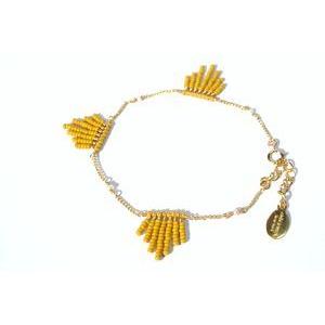 chibi jewels　チビジュエルズ　ブレスレット　Glass Bead Fringe Bracelet　マスタード