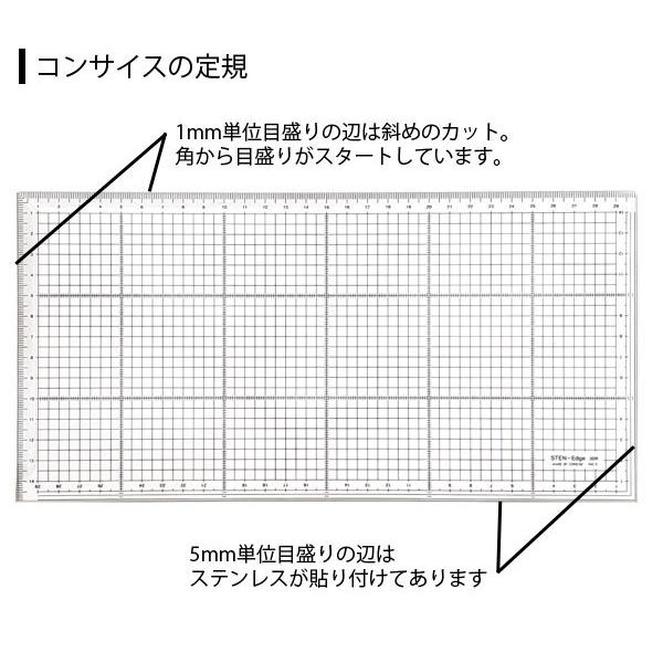 CONCISE（コンサイス） 角定規 30×15cm ステンエッジスケール 30R 広幅