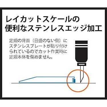 コンサイス 直定規 30cm 背面ステンレス加工 方眼 カッティングスケール HST-300 文具｜b-town｜02