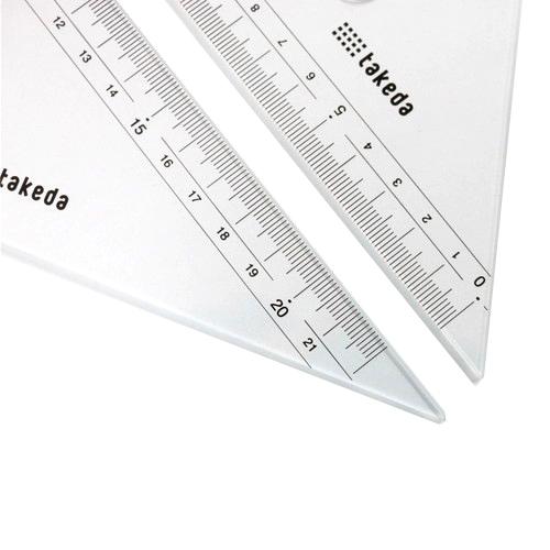 タケダ（takeda） 三角定規セット 15cm 2mm厚 目盛付き 面取りなし 60