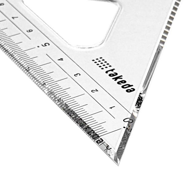 タケダ（takeda） 三角定規セット 18cm 3mm厚 目盛付き 面取り 60度 45