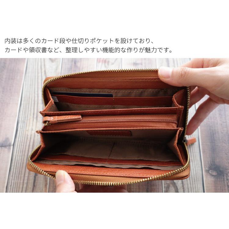 カーフレザー 長財布 ラウンドファスナー 本革 メンズ 男性 財布