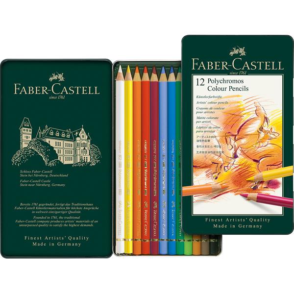 ファーバーカステル 色鉛筆セット ポリクロモス色鉛筆 12色 缶入 FABER