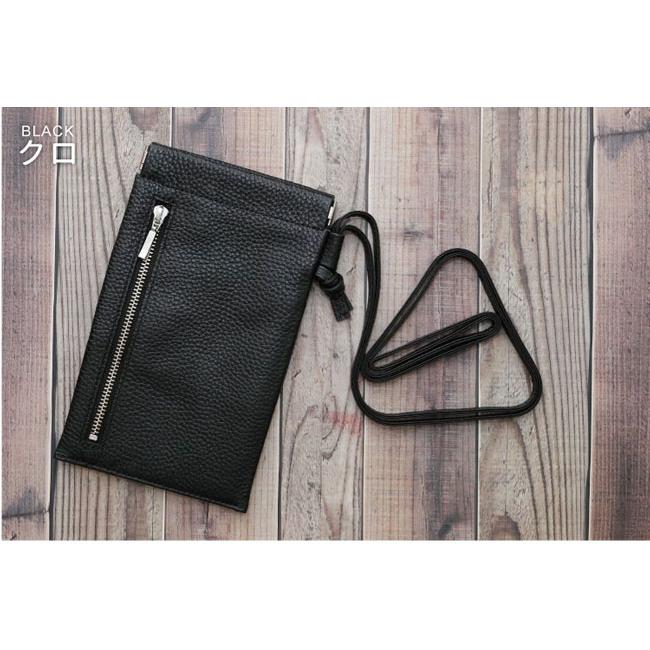 スマホショルダーポーチmini 本革 ばね口 ポケット付き スマホケース