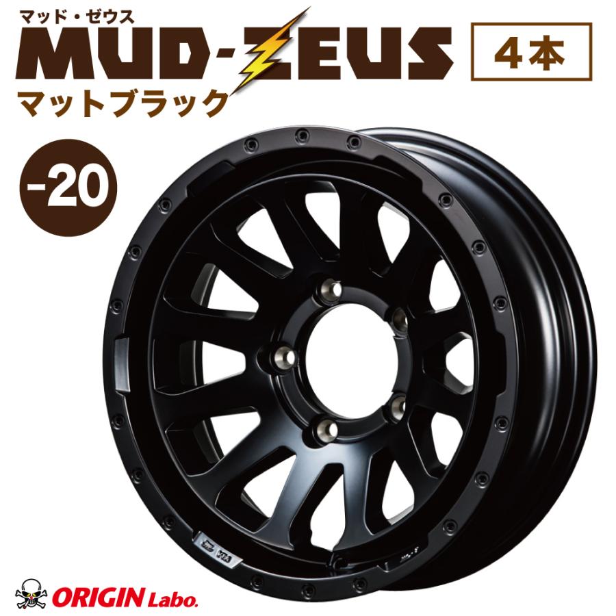 MUD-ZEUS Jimny 16in 5.5J -20 引っ敷き黒いこと 4本仕掛ける 車、バイク、自転車-タイヤ、ホイール