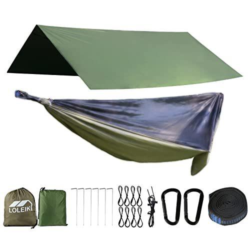 ハンモック 蚊帳付き 防水タープ 天幕 テント 蚊帳 キャンプ 野営 通気 快適 軽量 虫対策 ハンモック 屋外 収納袋付き カラビナ付き ハイキング