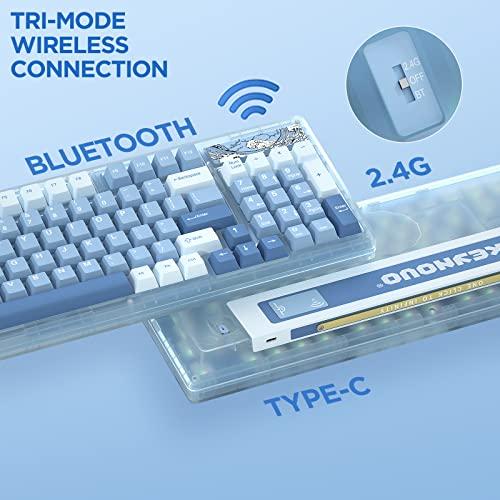 YUNZII Keynovo IF98 Pro 無線 Bluetooth ホットスワップ対応 メカニカルゲーム キーボード 三つモード ガスケット搭載 98 キー 96% 1800レイアウト RGB バック IF98 Bluetooth PROは