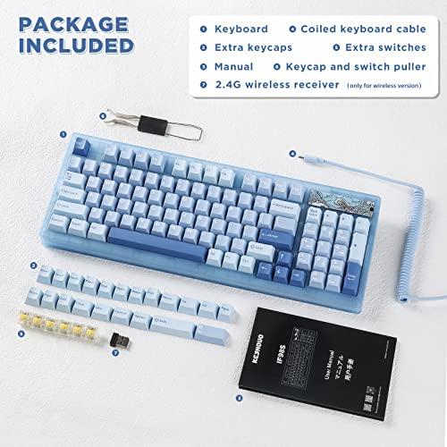 YUNZII Keynovo IF98 Pro 無線 Bluetooth ホットスワップ対応 メカニカルゲーム キーボード 三つモード ガスケット搭載 98 キー 96% 1800レイアウト RGB バック IF98 Bluetooth PROは