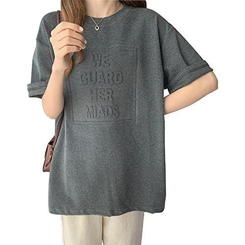 21福袋 エアバイ ロゴ Tシャツ シンプル ルーズ ミドル 発泡 カットソー クルーネック トップス M M サイズ 灰 色 流行りの服 春 1 Cisama Sc Gov Br