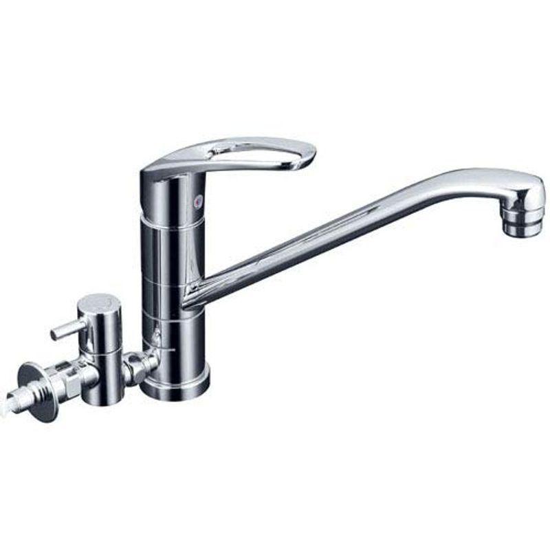 KVK 流し台用シングルレバー混合水栓 回転分岐孔付(給水)とめるゾウ付