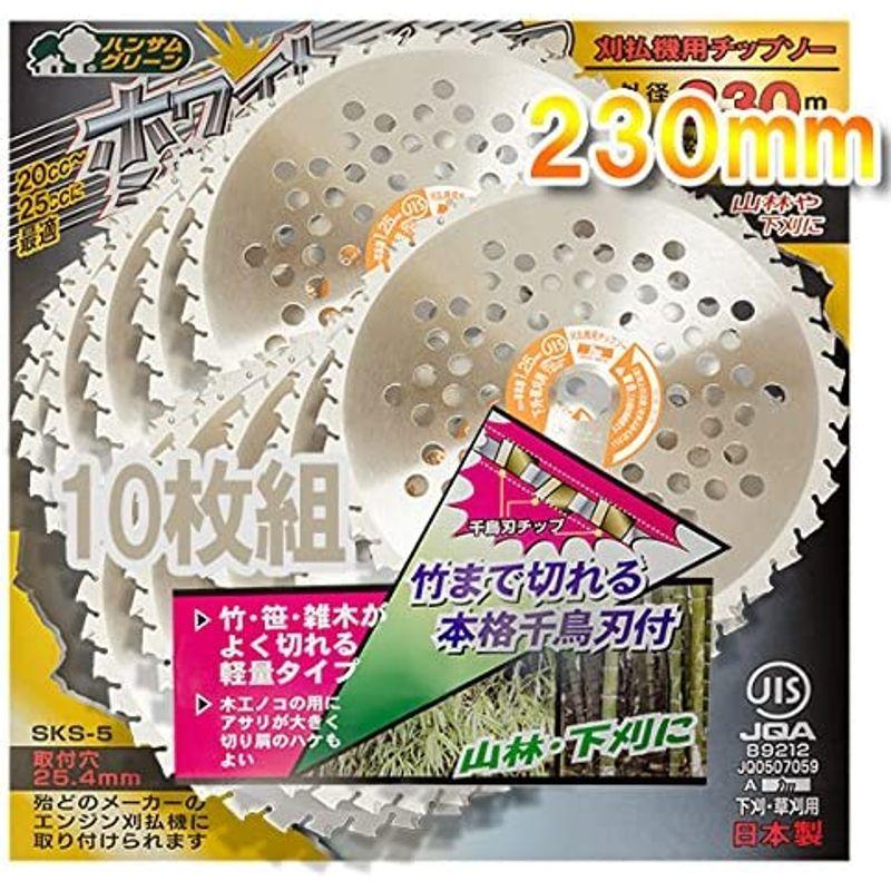 草刈　草刈機　草刈り機　草刈り　刃　日本製ホワイト刈払チップソー外径230mm×刃数36枚　10枚