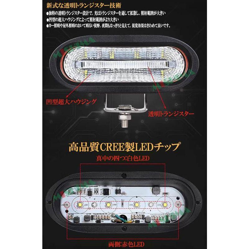 1台MISHIMA　(2色　白色　ワーク　40W　赤色　LEDワークライト　切り替え自由)　EMC　兼用　chips　LED　12V　24V