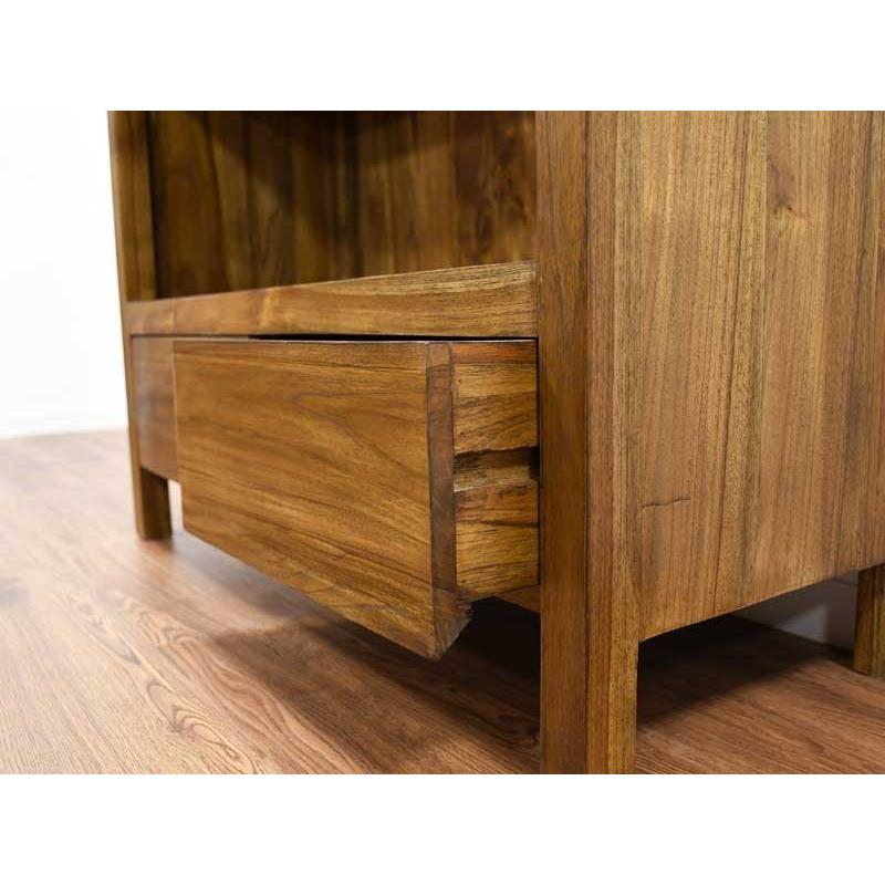 アンティークアジアンシェルフ棚 ブックシェルフ チーク 無垢 幅88cm アジアン 北欧 木製 アンティーク