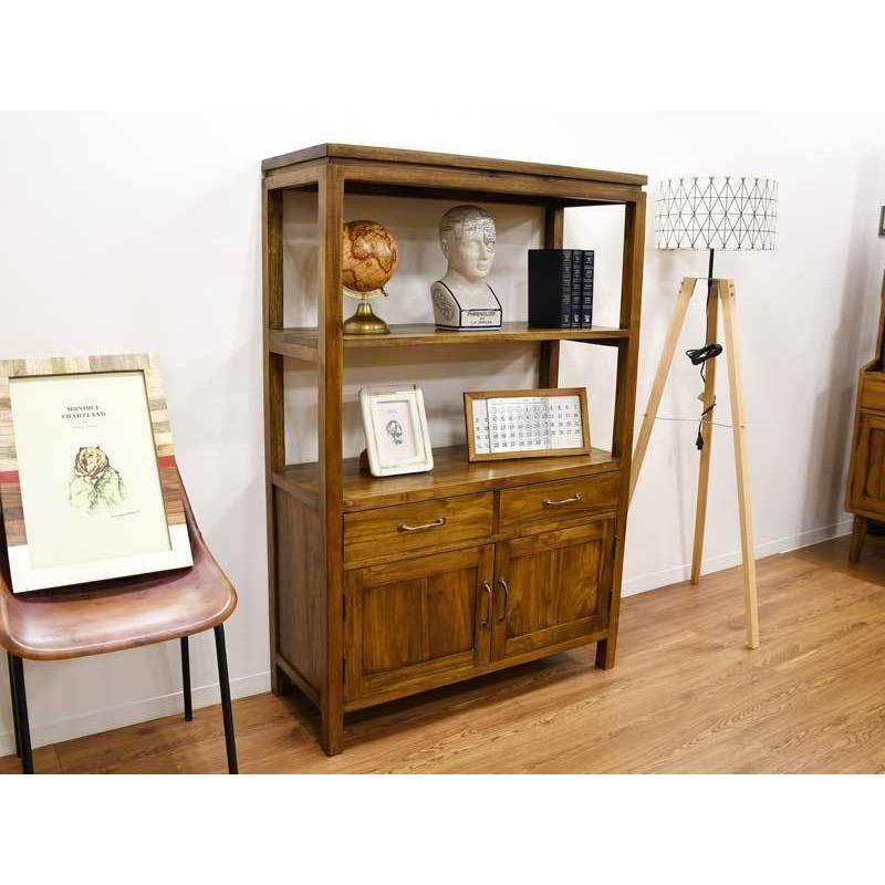 ディスプレイキャビネット M オープンラック チーク 無垢 ブック