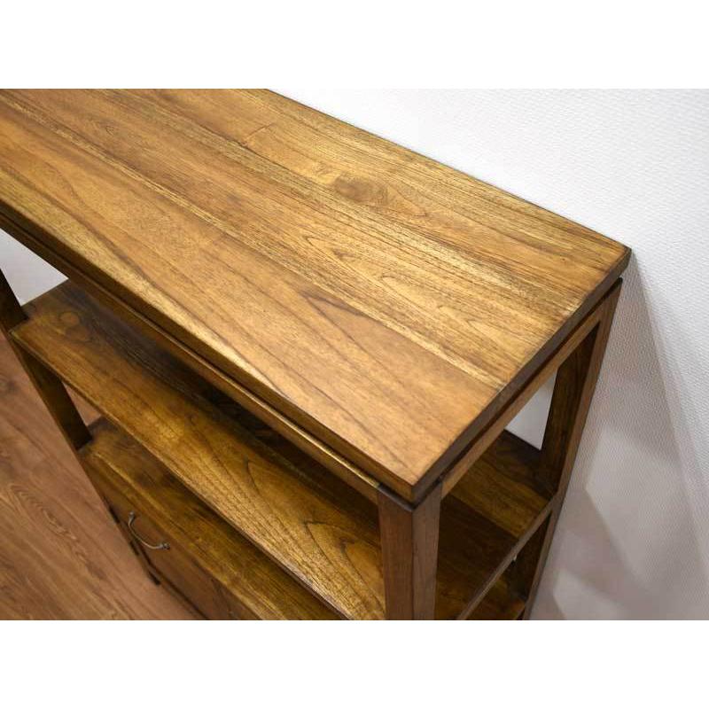 ディスプレイキャビネット M オープンラック チーク 無垢 ブック