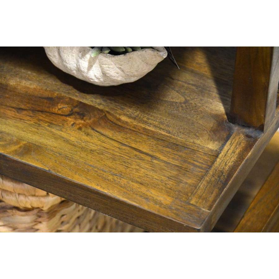 ブックシェルフ チーク無垢材 幅110cm アジアン家具 北欧 木製