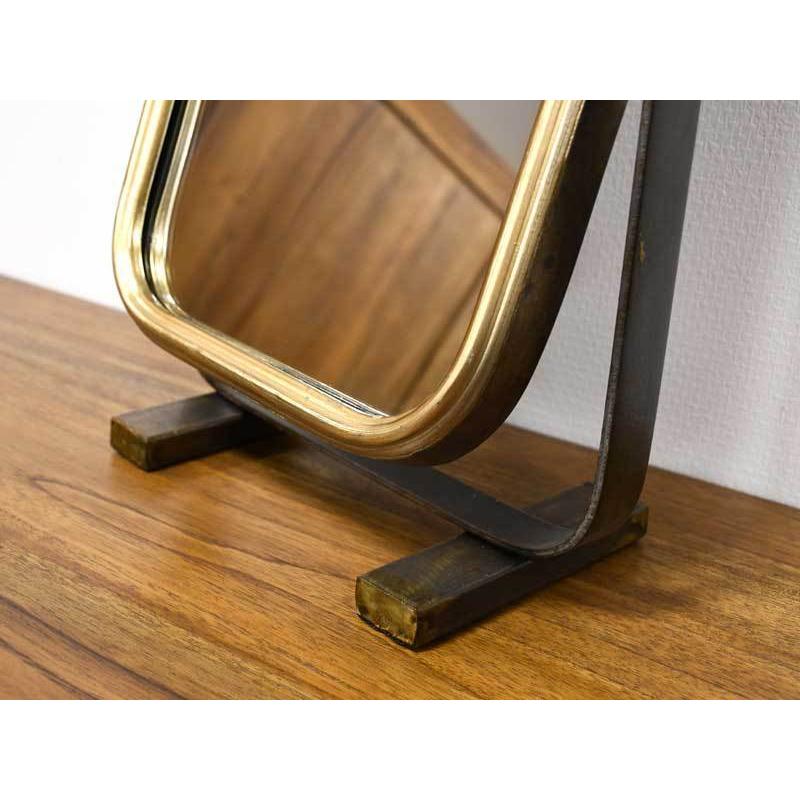 卓上ミラー 鏡 ゴールドフレーム レクタングル スタンドミラー