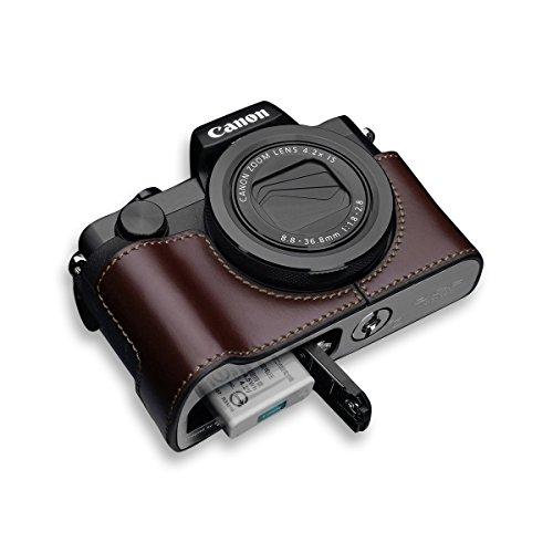 素敵でユニークな GARIZ Canon ブラウン XS-CHG5XBR 本革カメラケース X用 G5 PowerShot デジカメ用液晶保護フィルム