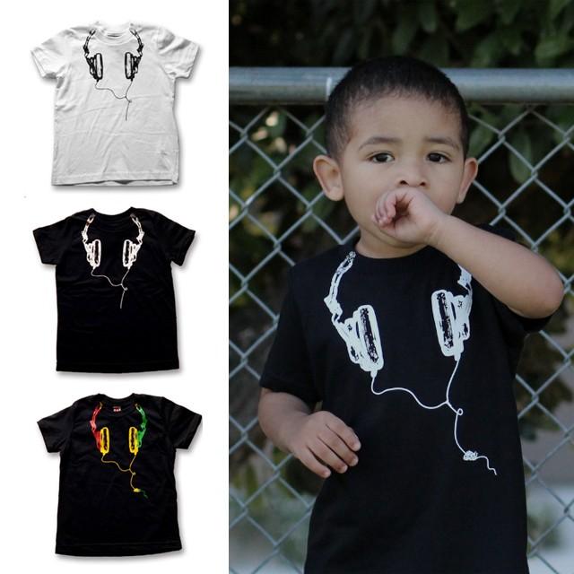 NEW SKOOL ヘッドホン Tシャツ ニュースクール だまし絵 親子ペア 子供 
