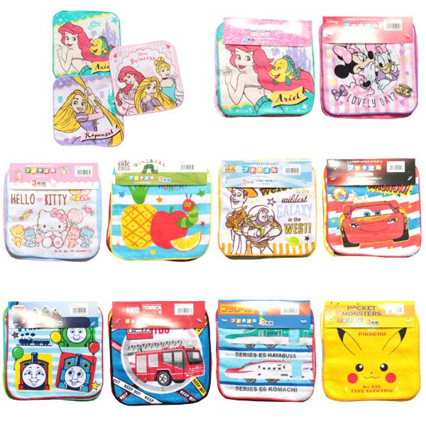 送料無料 激安 お買い得 キ フト キャラクター プチタオル 3枚組 入園入学 ミニタオル 男の子 女の子