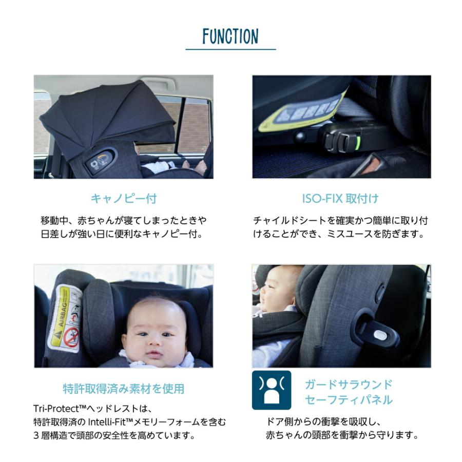 Joie ジョイー チャイルドシート カトージ 即納 アイ・アーク360 キャノピー付 送料無料 / グレー ブラック 新安全基準R129適合 身長40cmから105cmの画像