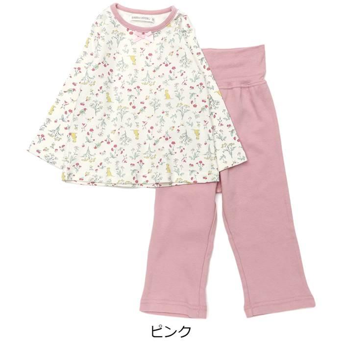 子供服 キムラタン BABBLE BOON(バブルブーン)お花と森の仲間たちパジャマ(長袖) (80〜130cm) 女の子 80 90 95 100 110 120 130 本体綿100%|ベビー・子供服のキムラタン|01
